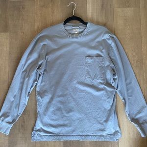 Mens Grey Long Sleeve Pocket T-Shirt